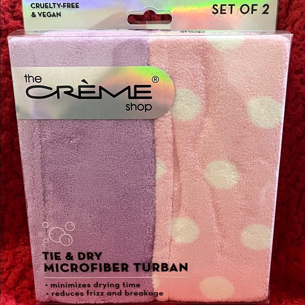 The Crème Shop Microfiber Turban Set - Purple and Pink